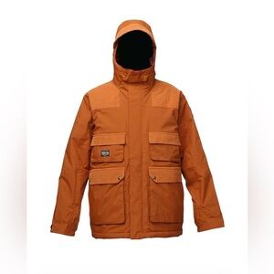 Analog Alder Jacket Men's Rust Orange Hooded Snow Parka Snowboarding Size XL